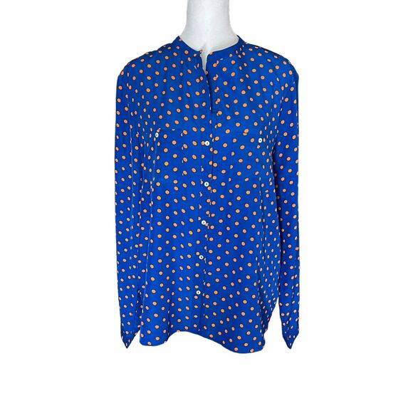 Kut From The Kloth Large Blouse Vneck Long Sleeve Button Front Polka Dot - Picture 1 of 8